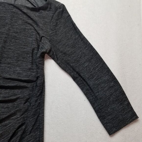 Chaps L Dress Gray 3/4 Sleeve Stretch Ruched Lined Career Office Classic Preppy - Picture 3 of 10